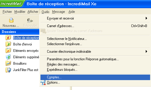 IncrediMail : Configuration d'un compte de messagerie