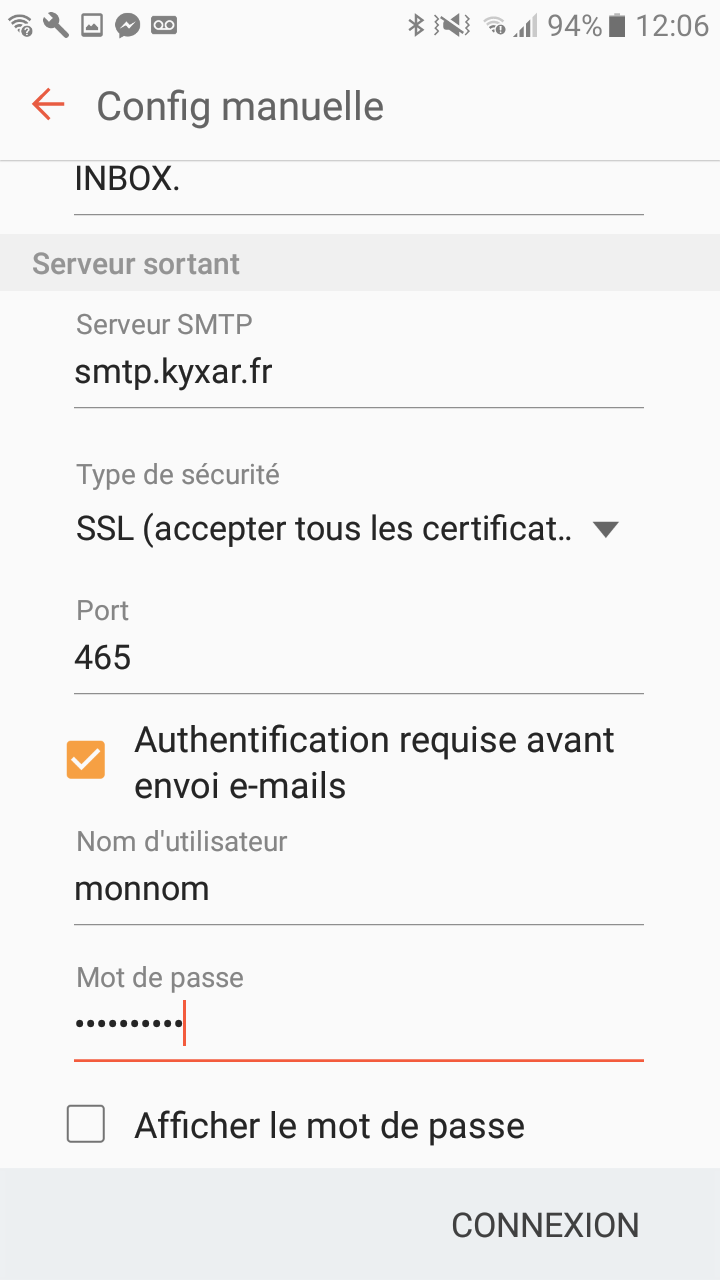 Android 6.0.1 : Configuration d'un compte de messagerie