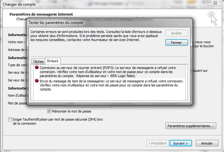 outlook 2010 : Configuration d'un compte de messagerie