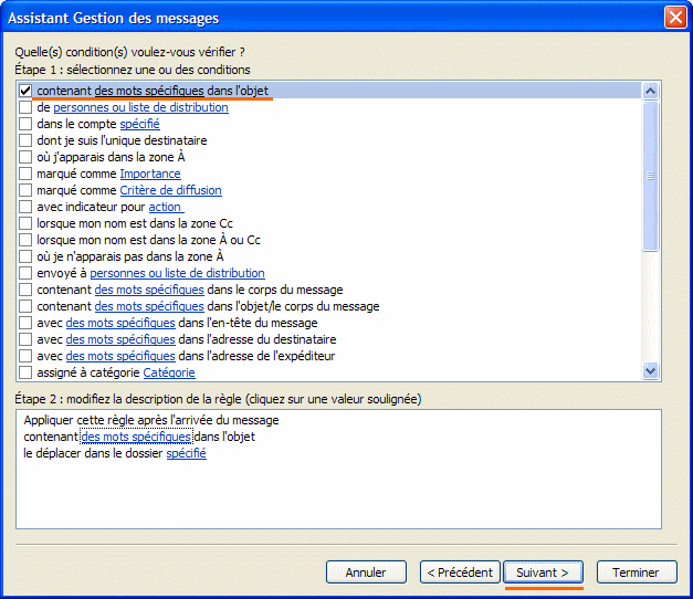 Outlook : Configuration du Filtre de spam